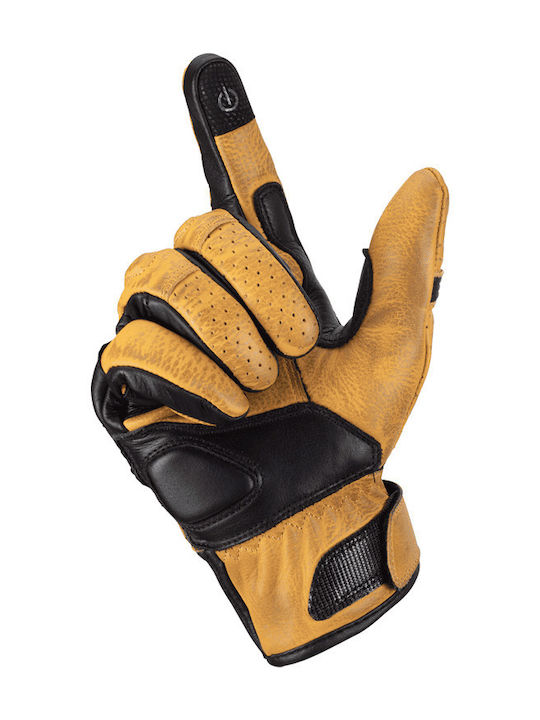 Winter Men's Motorcycle Gloves Leather Brown