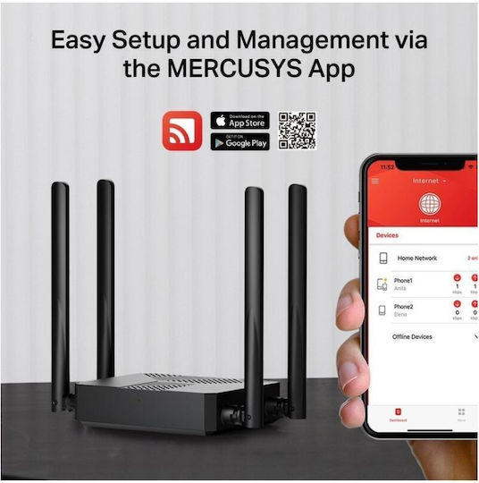 Mercusys MR62X Ασύρματο Router Wi‑Fi 6 με 2 Θύρες Gigabit