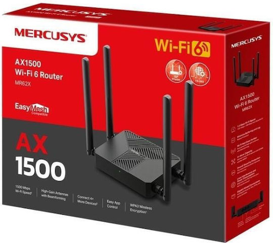 Mercusys MR62X Ασύρματο Router Wi‑Fi 6 με 2 Θύρες Gigabit