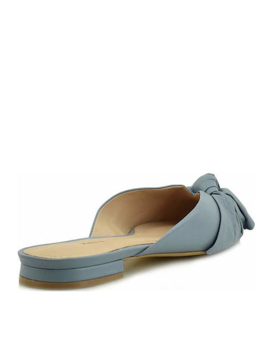 Flat Δερμάτινα Mules σε Μπλε Χρώμα