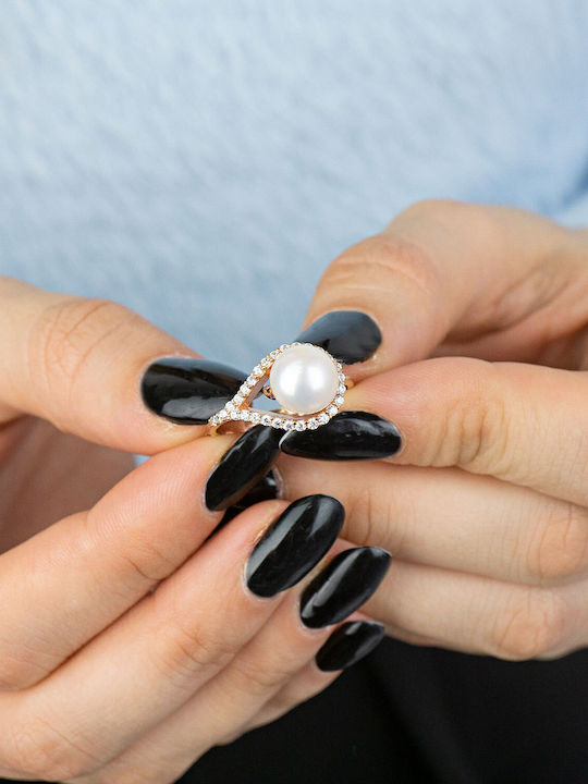 Kiriakos Gofas Damen Ring mit Perlen aus Roségold 14K