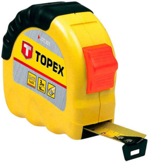 Topex Maßband mit automatischem Rücklauf 16mm x 3m
