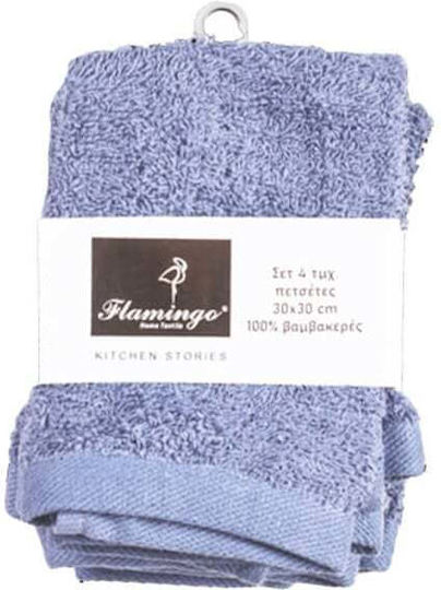 Kipper Set 4 Hotel Washcloth Towels 30x30 cm 480gsm Blue