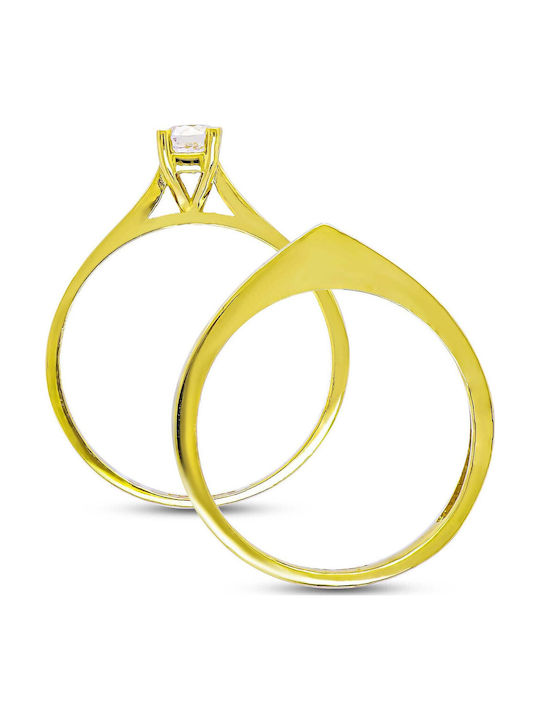 Kiriakos Gofas Ring with Stones made of Gold 14K