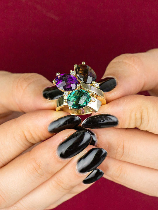 Kiriakos Gofas Damen Ring mit Steinen aus Gold 14K