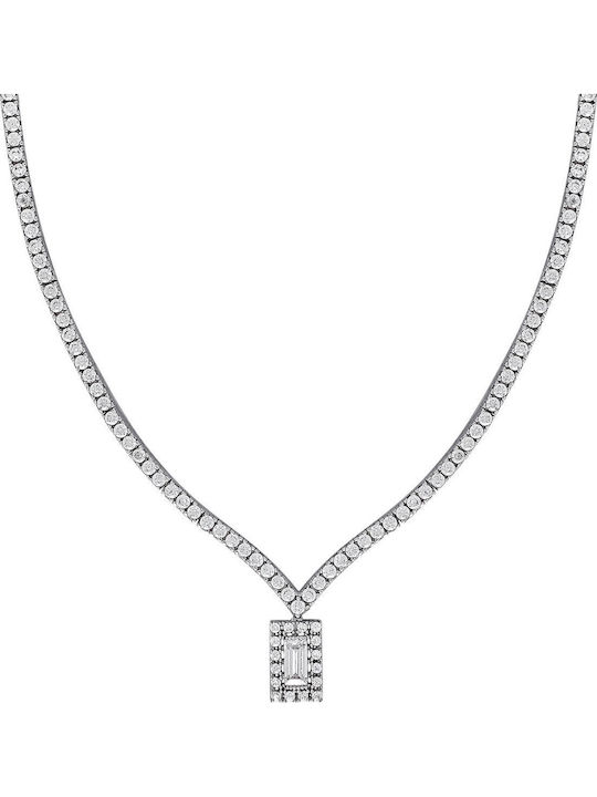 Kiriakos Gofas Set with Necklace & Earrings from White Gold 14K with Stones
