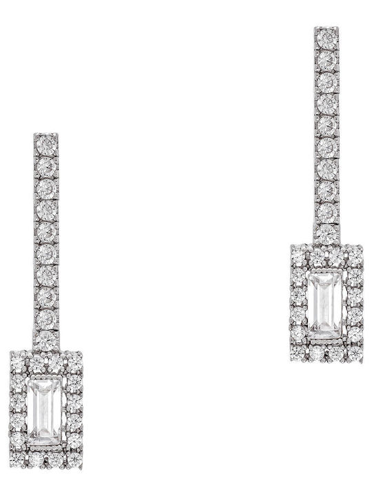 Kiriakos Gofas Set with Necklace & Earrings from White Gold 14K with Stones