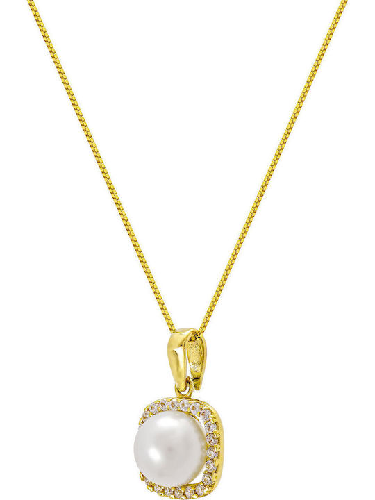 Kiriakos Gofas Set with Necklace & Ring from Gold 14K with Stones and Pearls