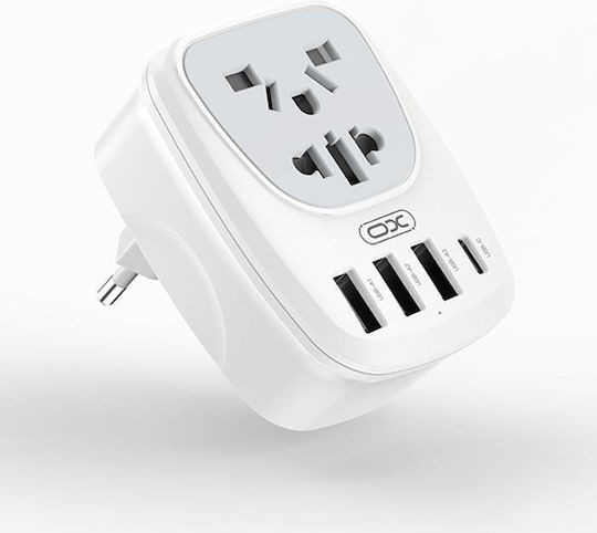 XO WL26 Адаптер за контакт от Universal в Universal с 3 USB порта