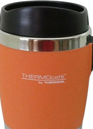 Thermos Thermocafe Rainbow Pahar Termos Oțel Inoxidabil 420ml Portocaliu cu Mâner