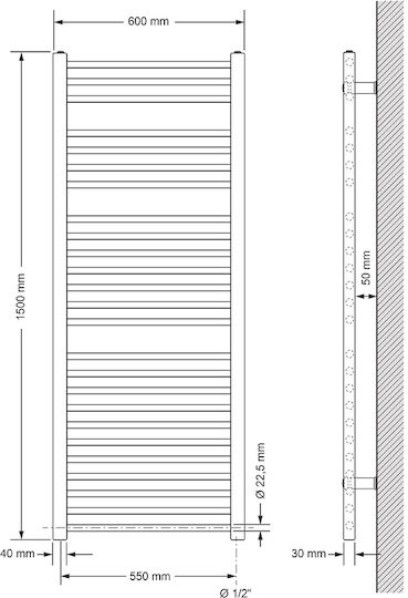 LuxeBath Sahara Towel Rail Bathroom 1500x600 Black right