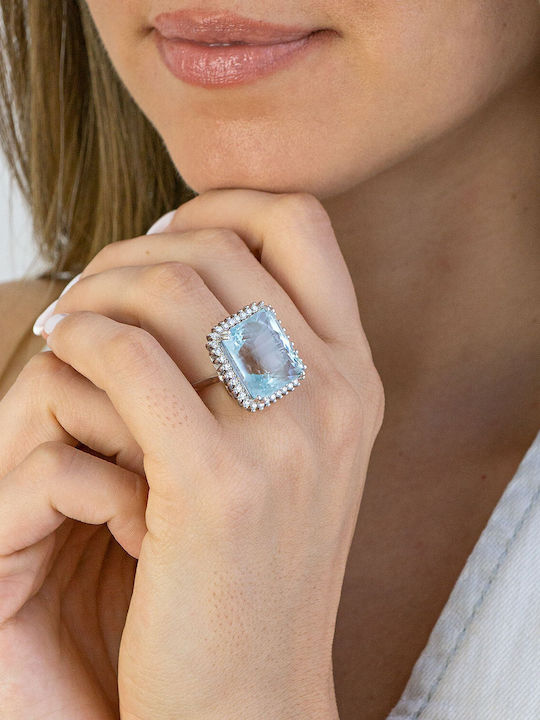 Kiriakos Gofas Ring with Diamond made of White gold 18K