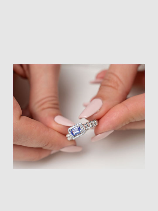 Kiriakos Gofas Femeie Inel cu Diamant din Aur alb 18K