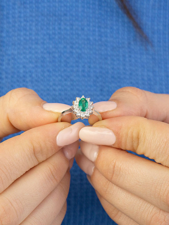 Kiriakos Gofas Femeie Inel cu Diamant din Aur alb 18K
