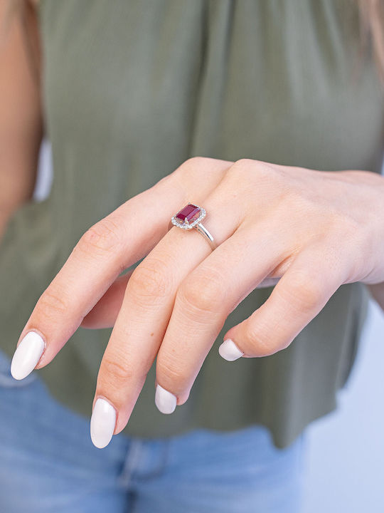 Kiriakos Gofas Ring with Diamond made of White gold 18K