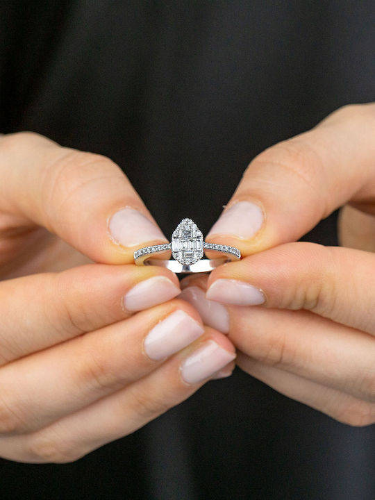 Kiriakos Gofas Единичен камък от Бяло злато 18K с Диамант