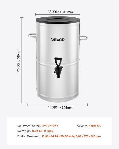 Vevor Диспенсър Cold 15лт Д34 x Ш37.5 x В51 см.
