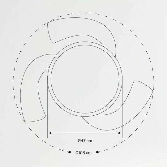Create Ανεμιστήρας Οροφής 108cm με Φως Μαύρος