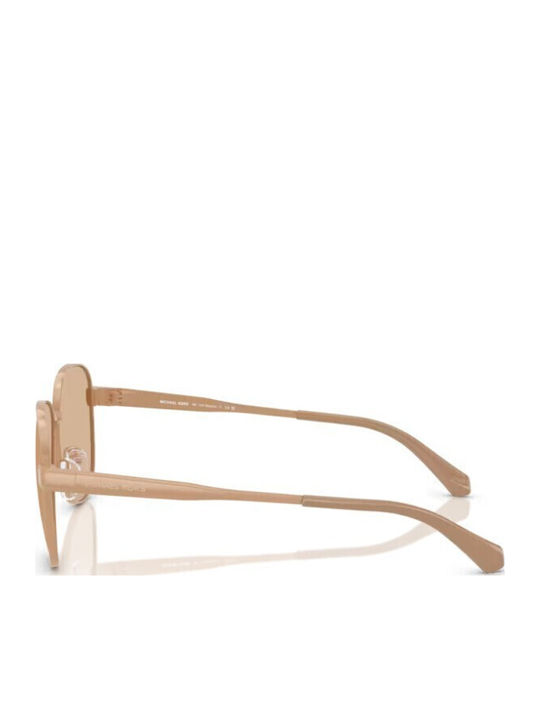 Michael Kors Biarritz Unisex Sonnenbrille mit Rose Gold Metall Gestell und Rosa Linse