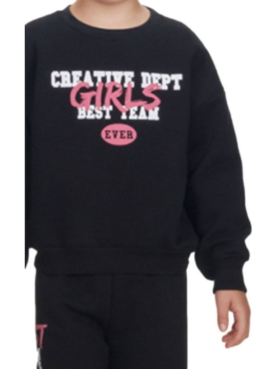 Kids Sweatpants Set Black 2pcs Creative Girls