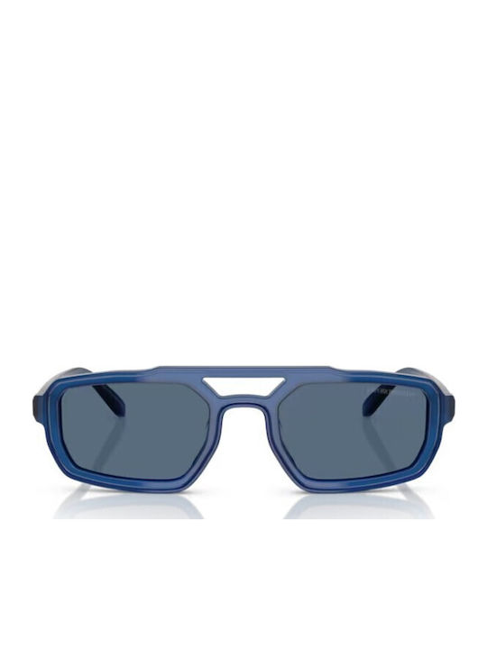 Emporio Armani Men's Sunglasses with Blue Horn-Rimmed Frame and Blue Lens