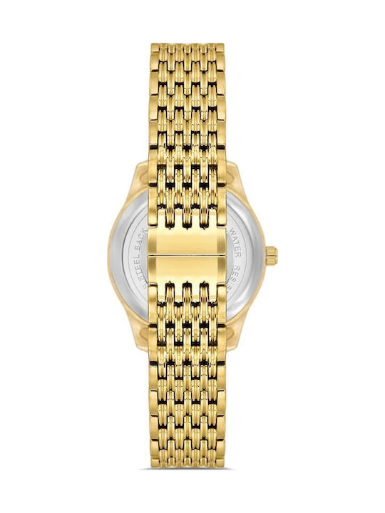 Ferro Herrenuhr 30mm Batterie mit Gold Metallarmband