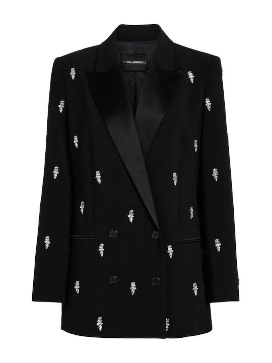 Karl Lagerfeld Women's Double Breasted Blazer Black