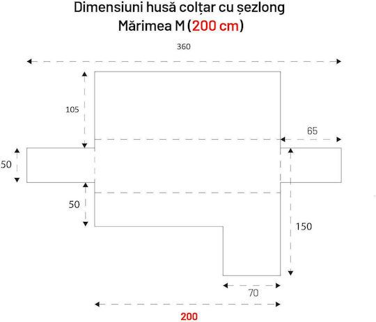 Sofazip Elastische Abdeckung für Ecksofa Rosa 200εκ. 1Stück SZMATC200ROZ