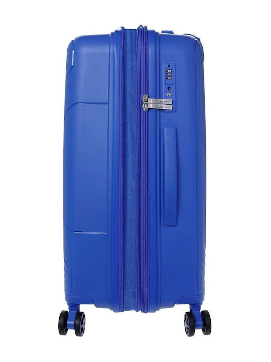 Diplomat Large The New York Collection Large Hard Blue Suitcase With 4 Wheels Height 74cm
