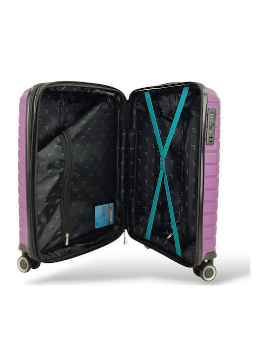 Rain Cabin Hard Purple Suitcase with 4 Wheels Height 55cm