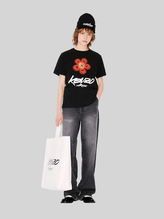 Women's T-shirt Floral Black