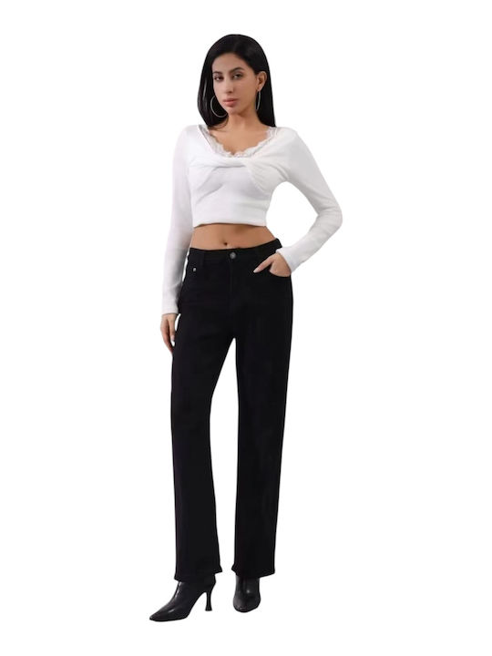 Women's Jean Trousers in Straight Line Black