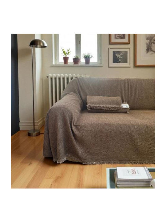 Linea Home Armchair Throw Chenille 180x160cm Mocha
