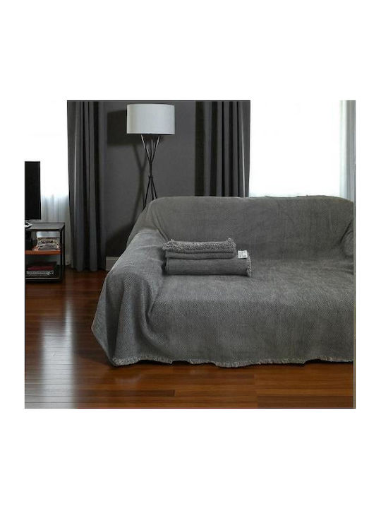 Linea Home Three-Seater Sofa Throw Chenille 180x300cm Grey
