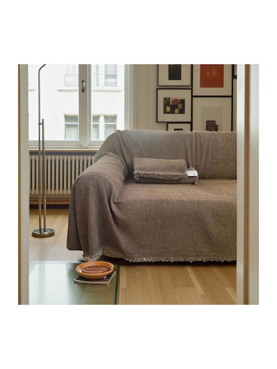 Linea Home Decken & Couchdecken Viersitzer-Sofa Überwurf Chenille 180x320cm Mokka