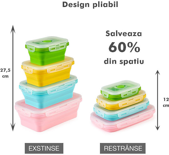 Lunchbox Silikon Mehrfarbig Geeignet für die Mikrowelle 4Stück