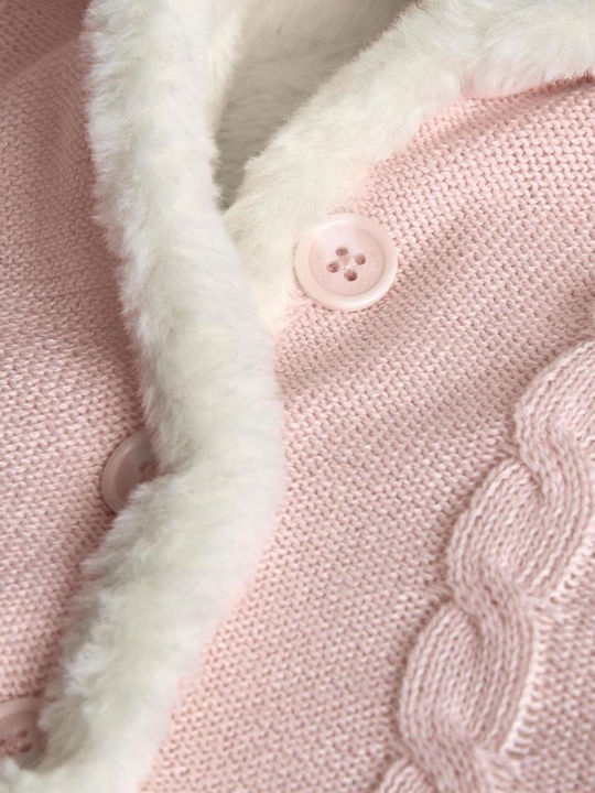 Kinderstrickjacke Baumwolle mit Kapuze Pink