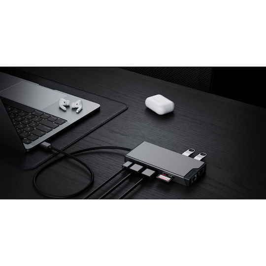 Alogic 12-in-1 USB-C Docking Station with HDMI 4K PD Ethernet and Support for 3 Monitors Gray