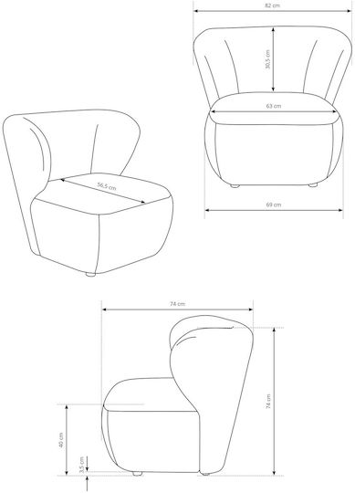 Avia Sessel Schwarz 82x74x74cm