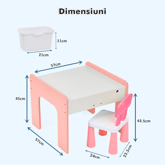 Set Masă cu Scaune pentru Copii pentru Desen Roz