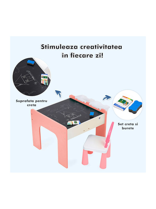 Set Masă cu Scaune pentru Copii pentru Desen Roz