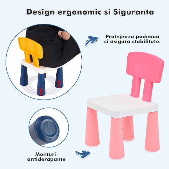 Set Masă cu Scaune pentru Copii pentru Desen Roz