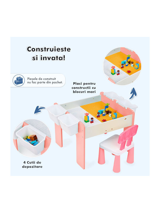 Set Masă cu Scaune pentru Copii pentru Desen Roz