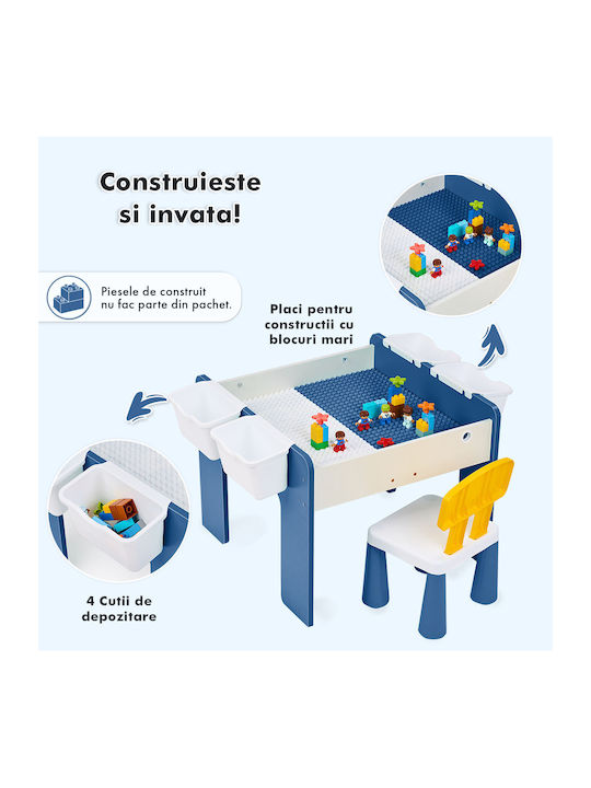 Set Masă cu Scaune pentru Copii pentru Desen Albastru