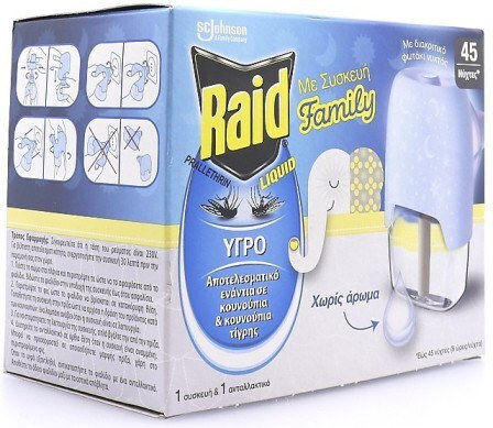 Raid Συσκευή με Υγρό για Κουνούπια 27ml Χωρίς Άρωμα