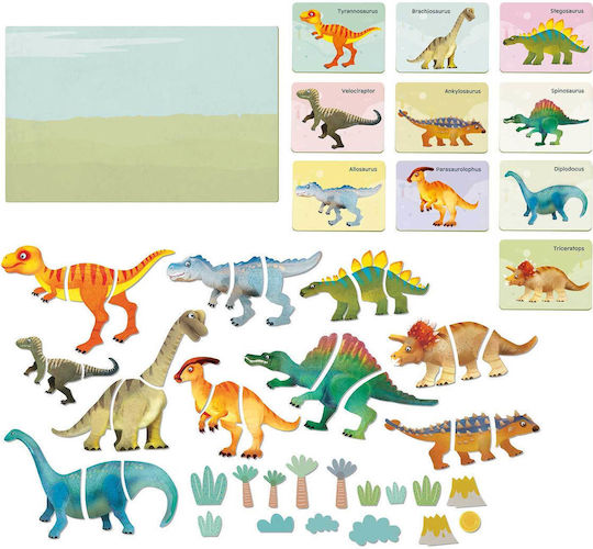 HappiHobbi Jucărie Magnetică De Construcție Dinozauri Pentru Copii 4+ Ani