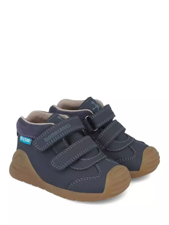Anatomice Ghete Copii din Piele cu Velcro Albastru