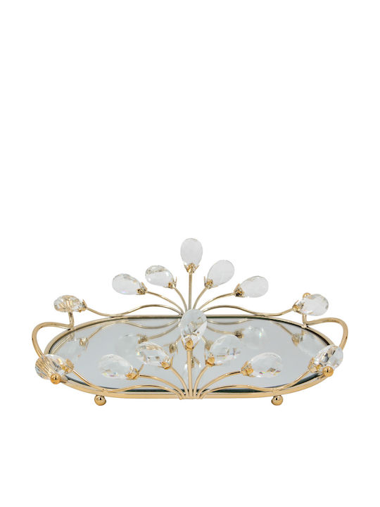Keskor Metallic Oval Decorative Tray with Mirror 31x21x10cm