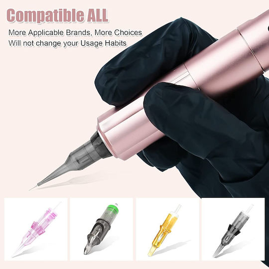 Set Micropigmentare Machiaj Permanent Sprâncene Buze Eyeliner Wireless 2 Baterii 900 mAh Ecran Oled Adaptor Rca Rose Gold