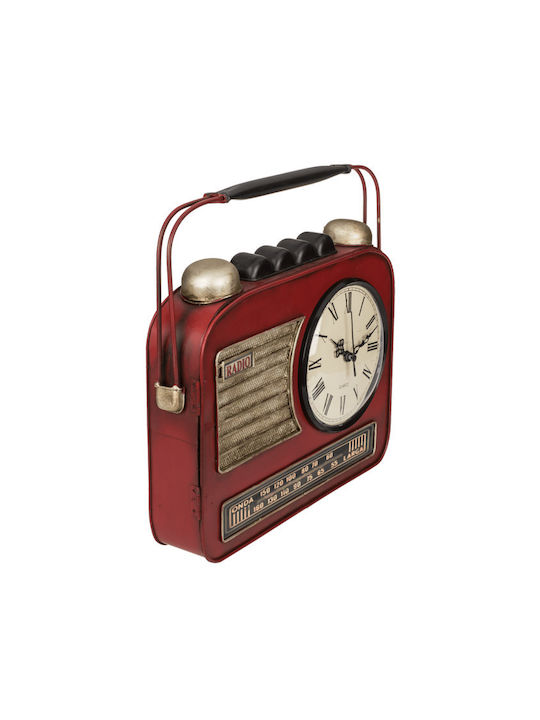Out Blue Metallic Wall Key Hook Vintage Shape Red Radio 6 Hooks Clock 19x8.5x22cm 144392